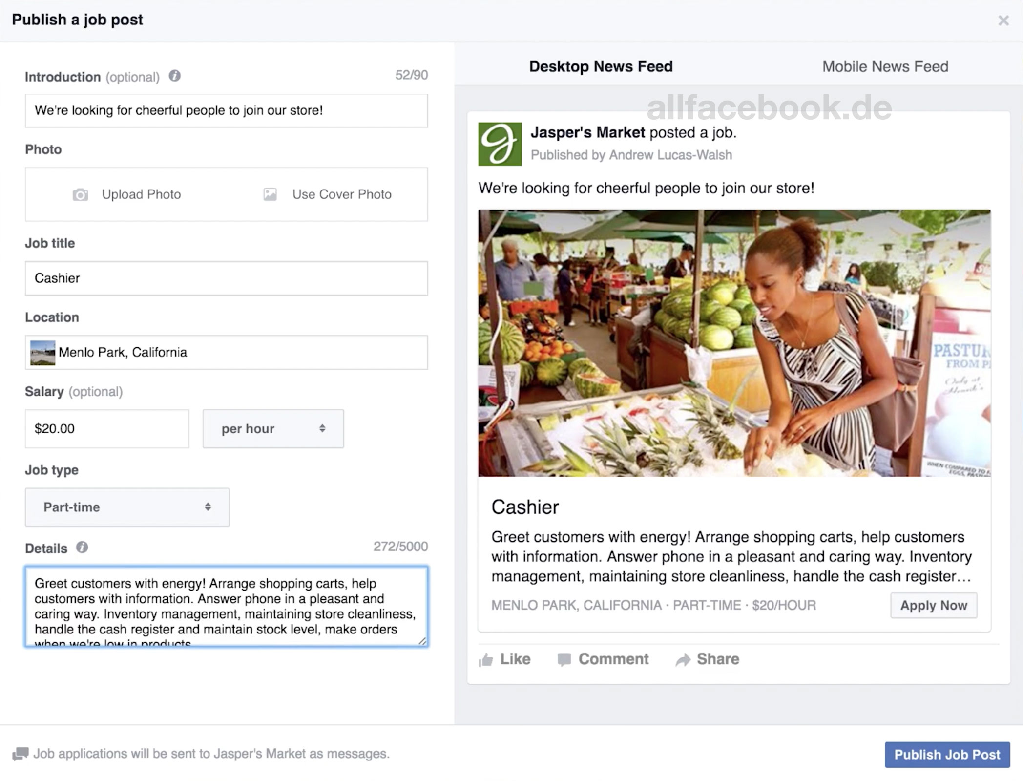 Neue Funktion Jobangebote Einstellen Und Direkt über Facebook