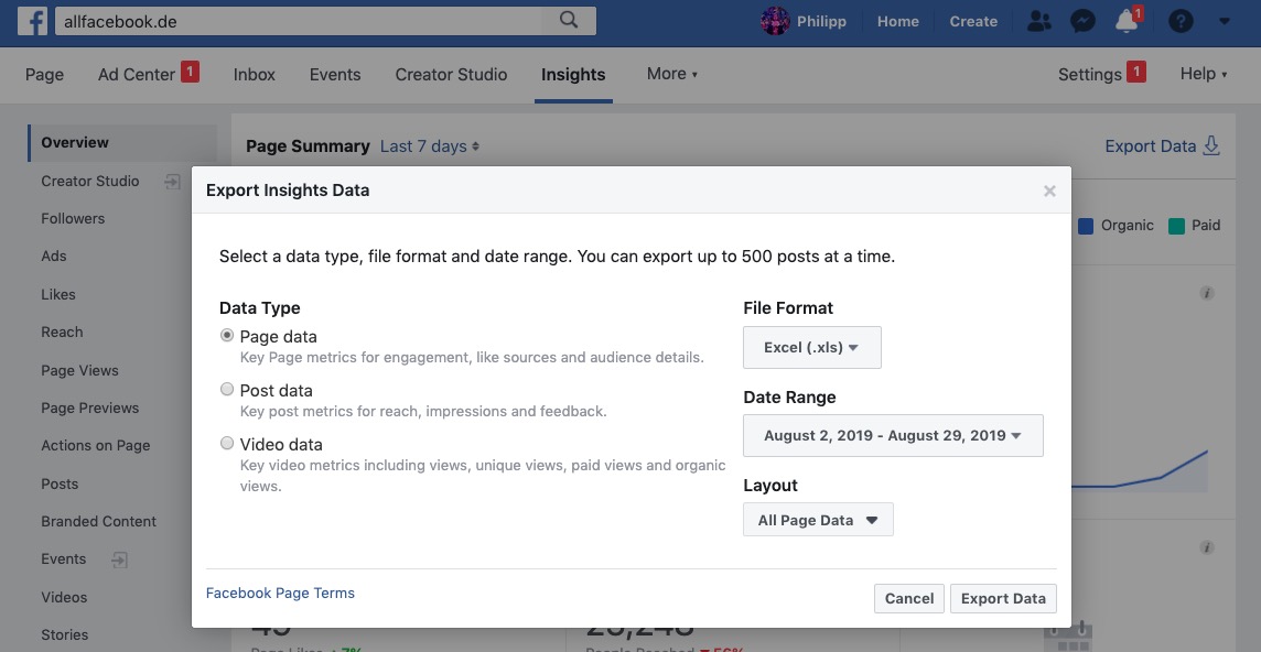 Tutorial Facebook Insights Mit Eigenen Excel Vorlagen Reporting Like A Pro Allfacebook De