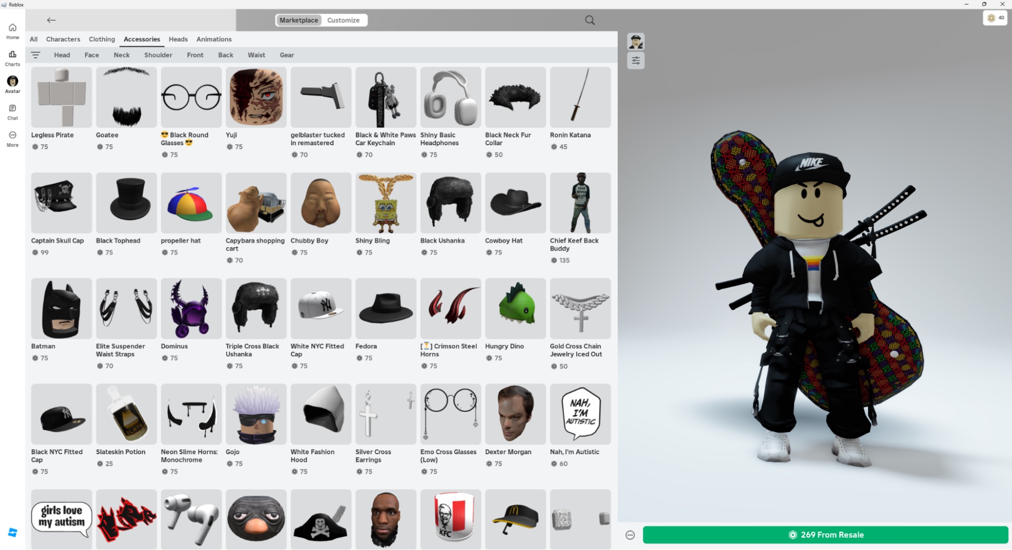 Bild zeigt den Shop in Roblox. Marken können hier virtuelle Produkte verkaufen.